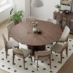 Picture of Roud Wood Dining Table Pestal Kitchen Table with Cross Legs
