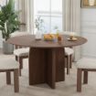 Picture of Roud Wood Dining Table Pestal Kitchen Table with Cross Legs